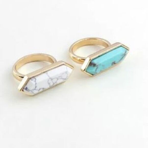 NEW!! 14k Gold Plated Marble Ring - Picture 1 of 4
